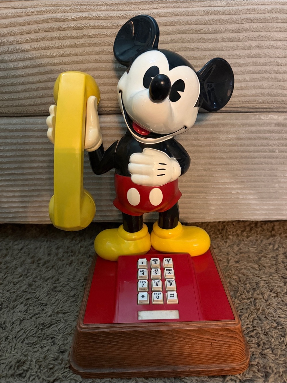 Vintage 1976 Disney Mickey Mouse Red, Yellow & Black phone